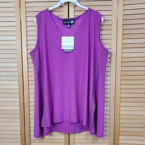 Antthony Originals V-Neck Tank Top With Crochet Lace Trim P1X